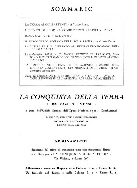 La conquista della terra rassegna dell'Opera nazionale per i combattenti