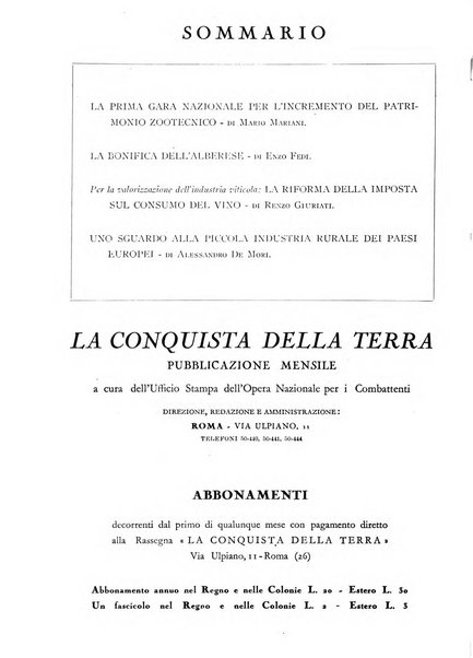 La conquista della terra rassegna dell'Opera nazionale per i combattenti