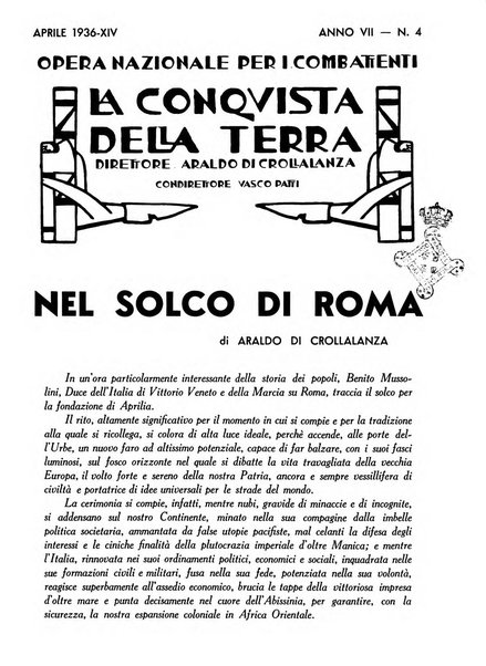 La conquista della terra rassegna dell'Opera nazionale per i combattenti