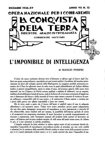 La conquista della terra rassegna dell'Opera nazionale per i combattenti