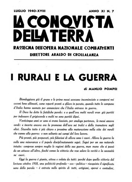 La conquista della terra rassegna dell'Opera nazionale per i combattenti