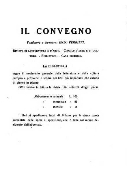 Il convegno rivista di letteratura e di tutte le arti