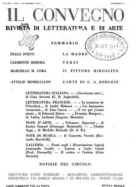 Il convegno rivista di letteratura e di tutte le arti