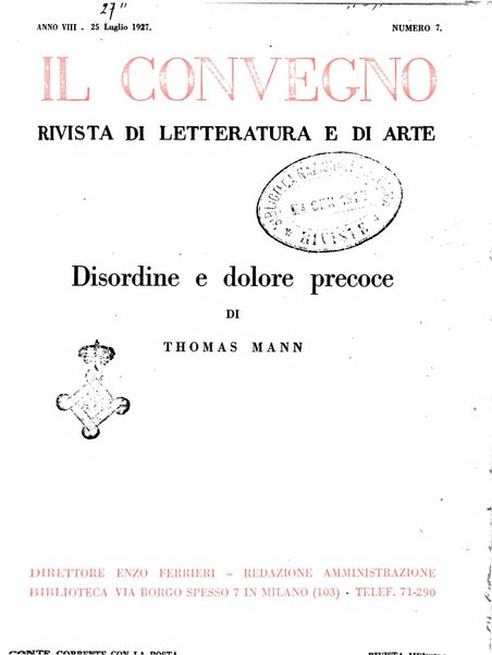 Il convegno rivista di letteratura e di tutte le arti