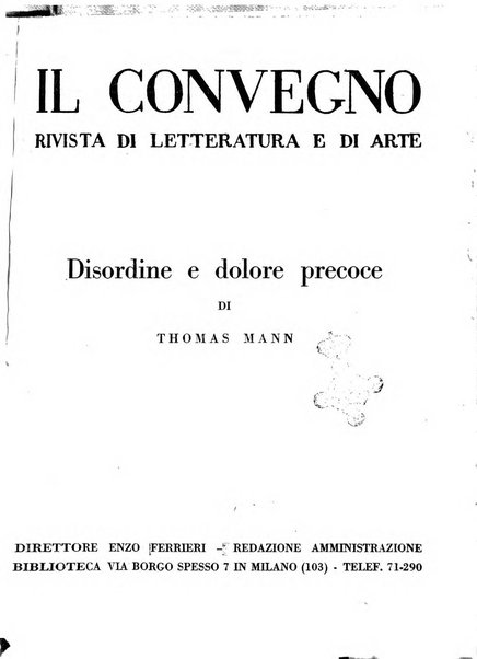 Il convegno rivista di letteratura e di tutte le arti