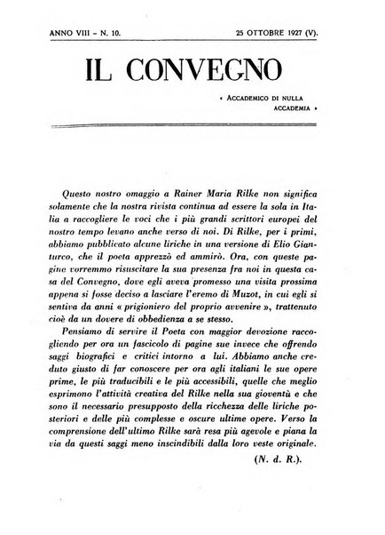 Il convegno rivista di letteratura e di tutte le arti