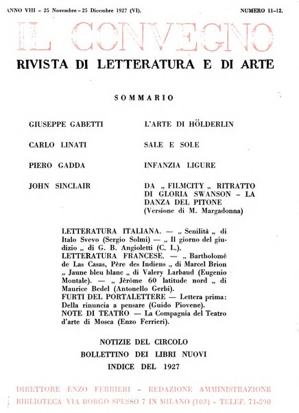 Il convegno rivista di letteratura e di tutte le arti