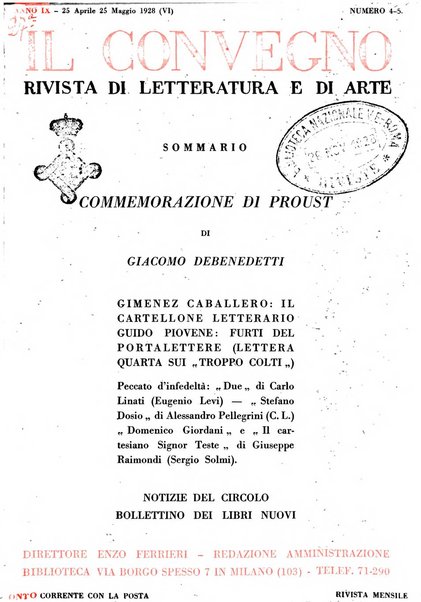 Il convegno rivista di letteratura e di tutte le arti