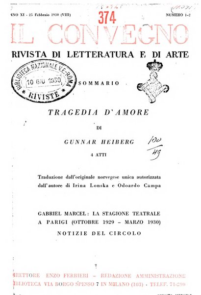 Il convegno rivista di letteratura e di tutte le arti