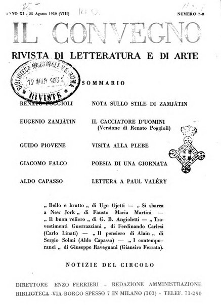 Il convegno rivista di letteratura e di tutte le arti