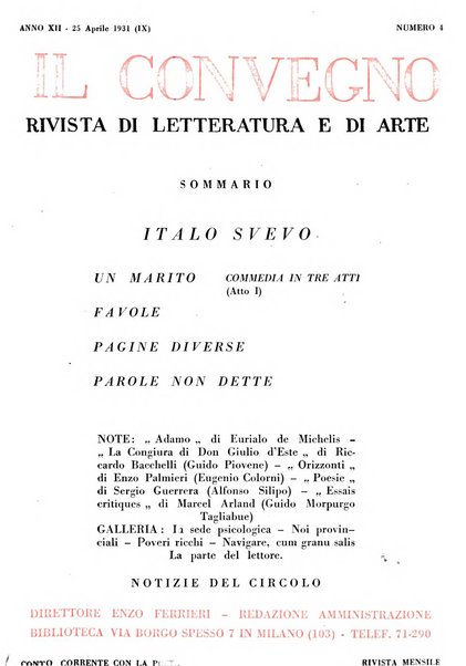 Il convegno rivista di letteratura e di tutte le arti