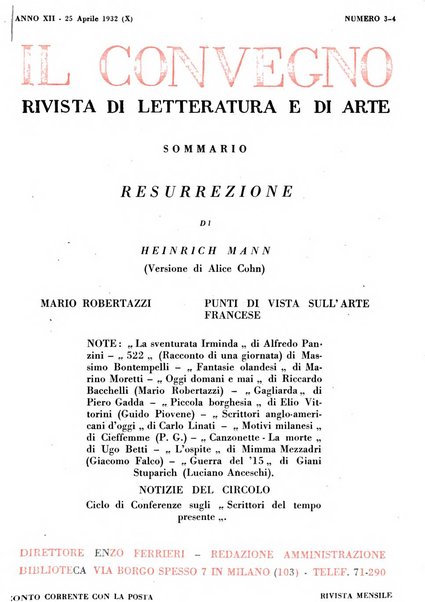 Il convegno rivista di letteratura e di tutte le arti