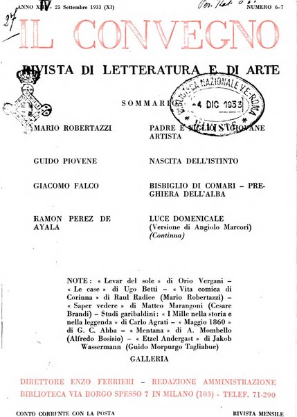 Il convegno rivista di letteratura e di tutte le arti