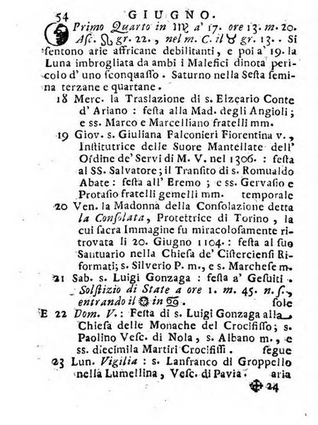 Il corso delle stelle osservato dal pronostico moderno Palmaverde Palmaverde almanacco piemontese ...