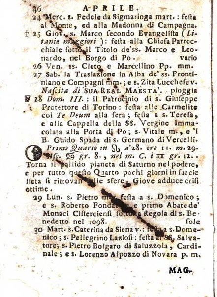 Il corso delle stelle osservato dal pronostico moderno Palmaverde Palmaverde almanacco piemontese ...