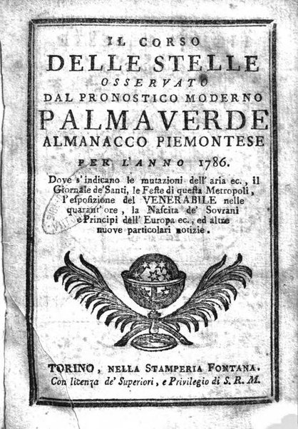 Il corso delle stelle osservato dal pronostico moderno Palmaverde Palmaverde almanacco piemontese ...