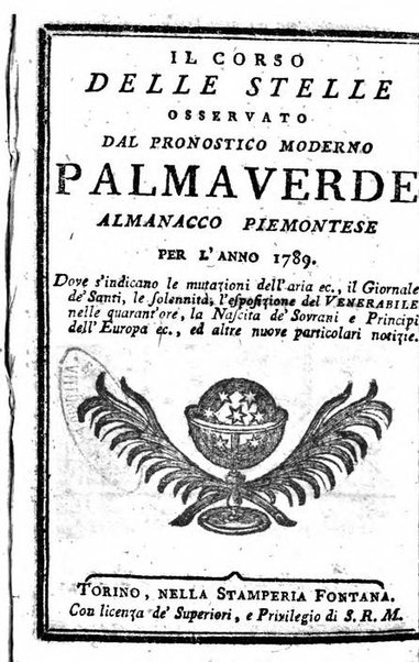 Il corso delle stelle osservato dal pronostico moderno Palmaverde Palmaverde almanacco piemontese ...