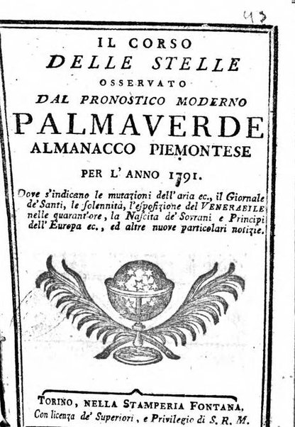 Il corso delle stelle osservato dal pronostico moderno Palmaverde Palmaverde almanacco piemontese ...