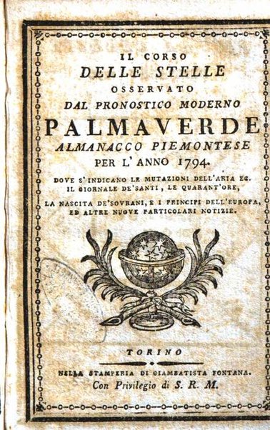 Il corso delle stelle osservato dal pronostico moderno Palmaverde Palmaverde almanacco piemontese ...