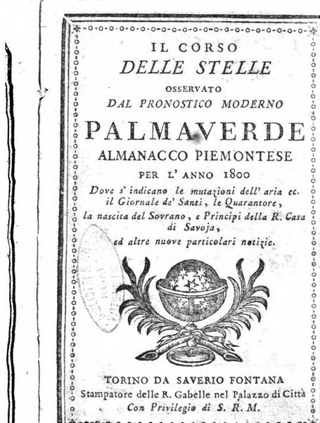 Il corso delle stelle osservato dal pronostico moderno Palmaverde Palmaverde almanacco piemontese ...