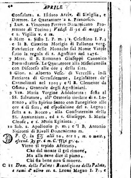 Il corso delle stelle osservato dal pronostico moderno Palmaverde Palmaverde almanacco piemontese ...