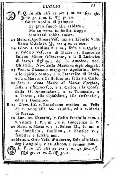 Il corso delle stelle osservato dal pronostico moderno Palmaverde Palmaverde almanacco piemontese ...