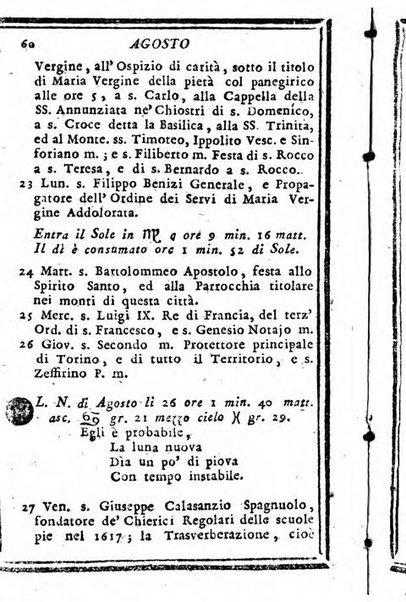 Il corso delle stelle osservato dal pronostico moderno Palmaverde Palmaverde almanacco piemontese ...