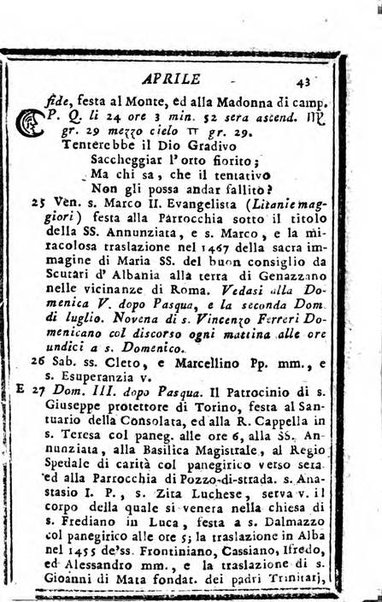 Il corso delle stelle osservato dal pronostico moderno Palmaverde Palmaverde almanacco piemontese ...