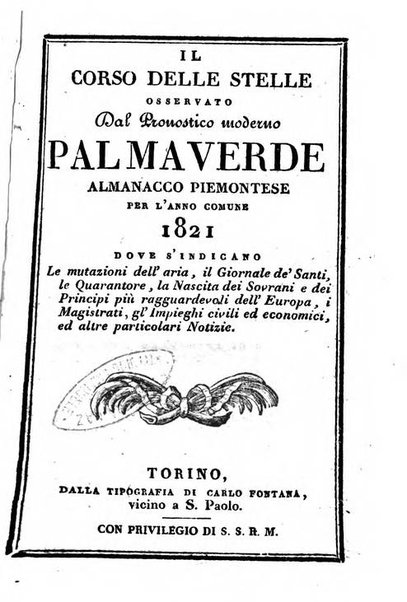 Il corso delle stelle osservato dal pronostico moderno Palmaverde Palmaverde almanacco piemontese ...