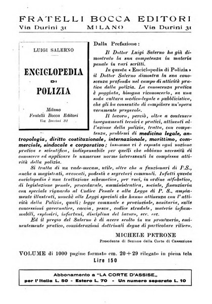 La Corte d'assise rassegna bimestrale di diritto penale di scienze criminali e di vita giudiziaria