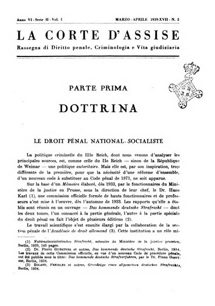 La Corte d'assise rassegna bimestrale di diritto penale di scienze criminali e di vita giudiziaria