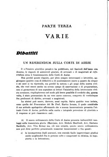 La Corte d'assise rassegna bimestrale di diritto penale di scienze criminali e di vita giudiziaria