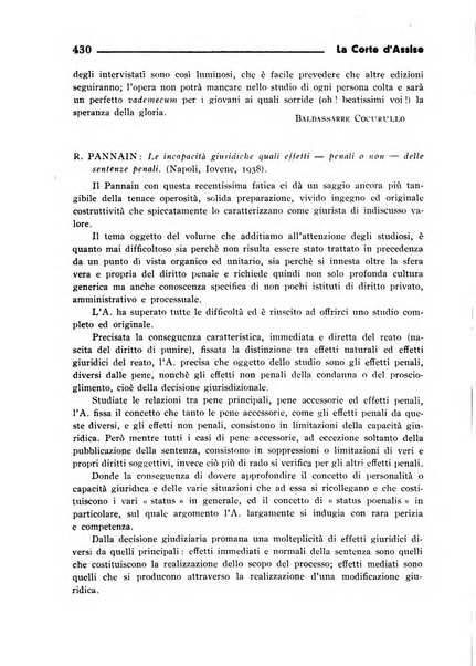 La Corte d'assise rassegna bimestrale di diritto penale di scienze criminali e di vita giudiziaria