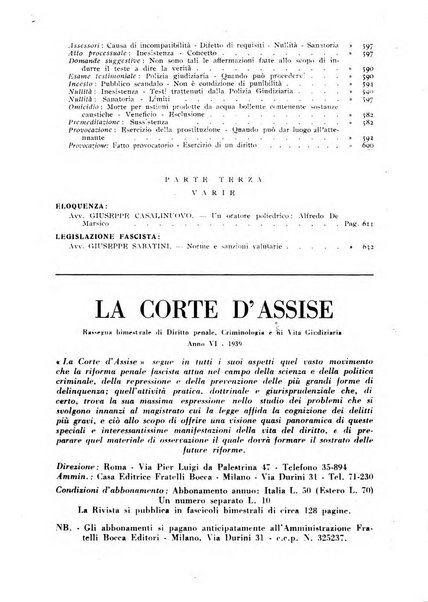 La Corte d'assise rassegna bimestrale di diritto penale di scienze criminali e di vita giudiziaria