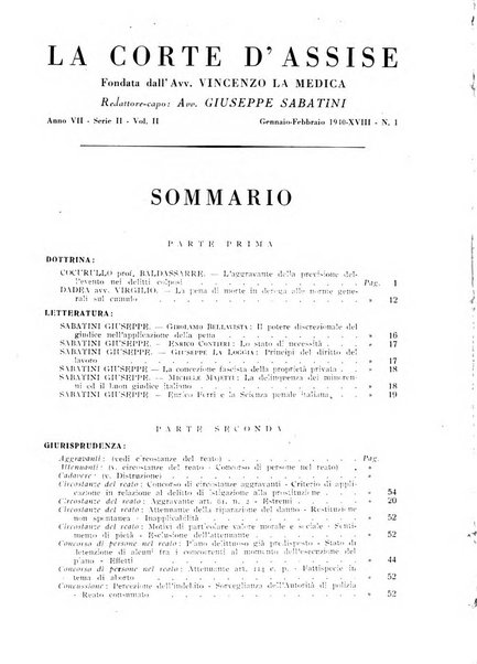 La Corte d'assise rassegna bimestrale di diritto penale di scienze criminali e di vita giudiziaria