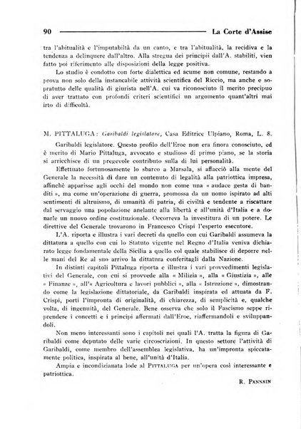 La Corte d'assise rassegna bimestrale di diritto penale di scienze criminali e di vita giudiziaria