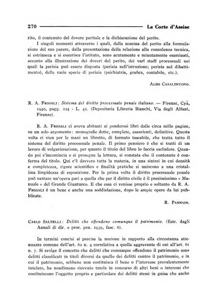 La Corte d'assise rassegna bimestrale di diritto penale di scienze criminali e di vita giudiziaria