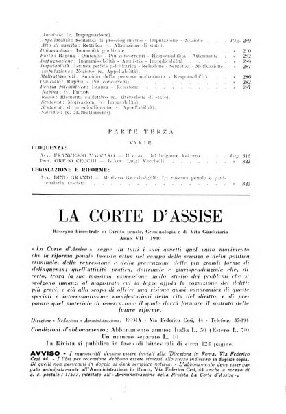 La Corte d'assise rassegna bimestrale di diritto penale di scienze criminali e di vita giudiziaria