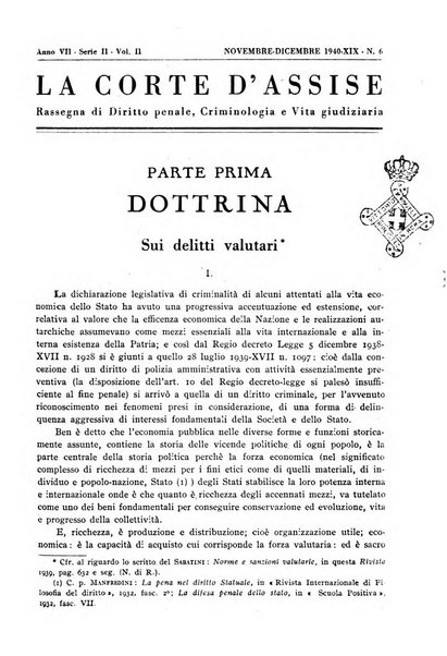 La Corte d'assise rassegna bimestrale di diritto penale di scienze criminali e di vita giudiziaria