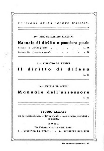 La Corte d'assise rassegna bimestrale di diritto penale di scienze criminali e di vita giudiziaria