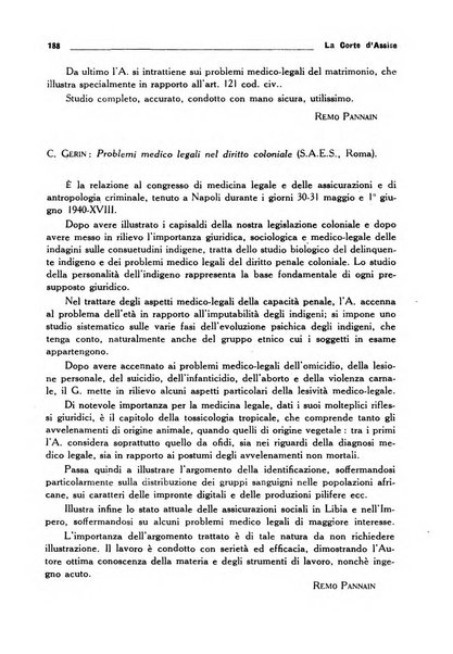 La Corte d'assise rassegna bimestrale di diritto penale di scienze criminali e di vita giudiziaria