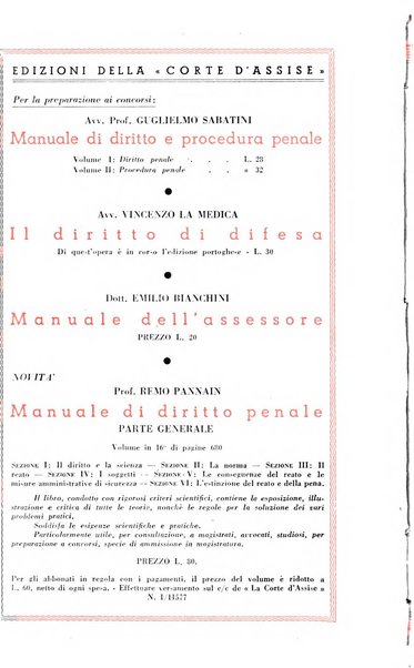 La Corte d'assise rassegna bimestrale di diritto penale di scienze criminali e di vita giudiziaria