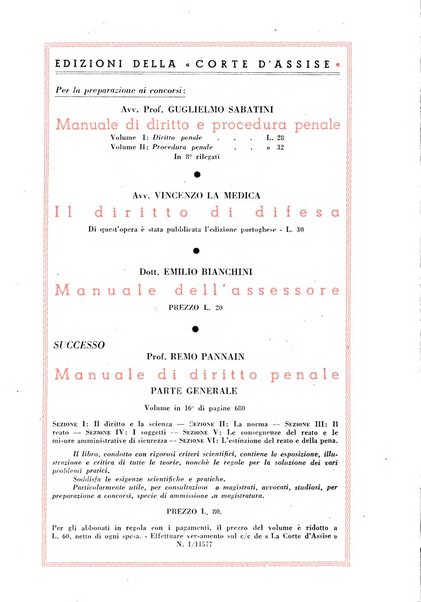 La Corte d'assise rassegna bimestrale di diritto penale di scienze criminali e di vita giudiziaria