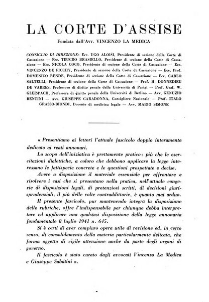 La Corte d'assise rassegna bimestrale di diritto penale di scienze criminali e di vita giudiziaria