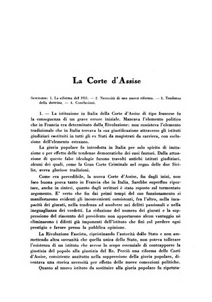 La Corte d'assise rassegna bimestrale di diritto penale di scienze criminali e di vita giudiziaria