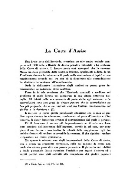 La Corte d'assise rassegna bimestrale di diritto penale di scienze criminali e di vita giudiziaria