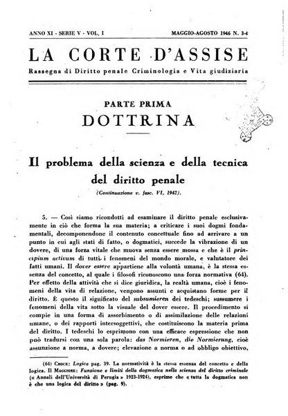 La Corte d'assise rassegna bimestrale di diritto penale di scienze criminali e di vita giudiziaria