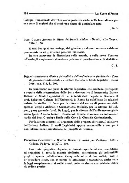 La Corte d'assise rassegna bimestrale di diritto penale di scienze criminali e di vita giudiziaria