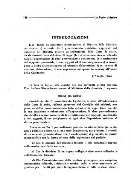 La Corte d'assise rassegna bimestrale di diritto penale di scienze criminali e di vita giudiziaria