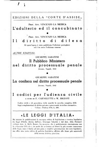 La Corte d'assise rassegna bimestrale di diritto penale di scienze criminali e di vita giudiziaria